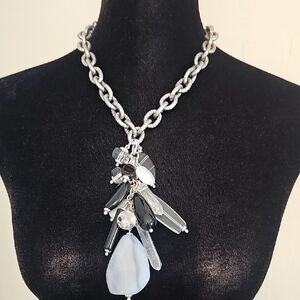Chico's Silver and Black Statement Necklace